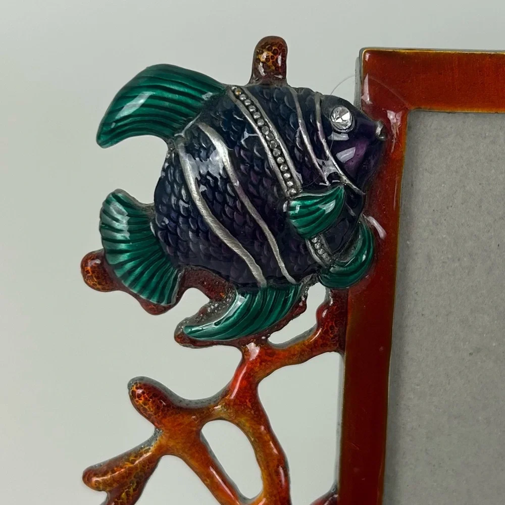 VTG NOS 'Mistco' Colorful Enamel sea animals on Pewter or Metal Picture Frame